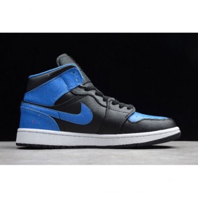 Nike Air Jordan 1 Mid Kraliyet Mavisi Siyah / Mavi / Turuncu Basketbol Ayakkabısı Türkiye - 2GQ5WNL6